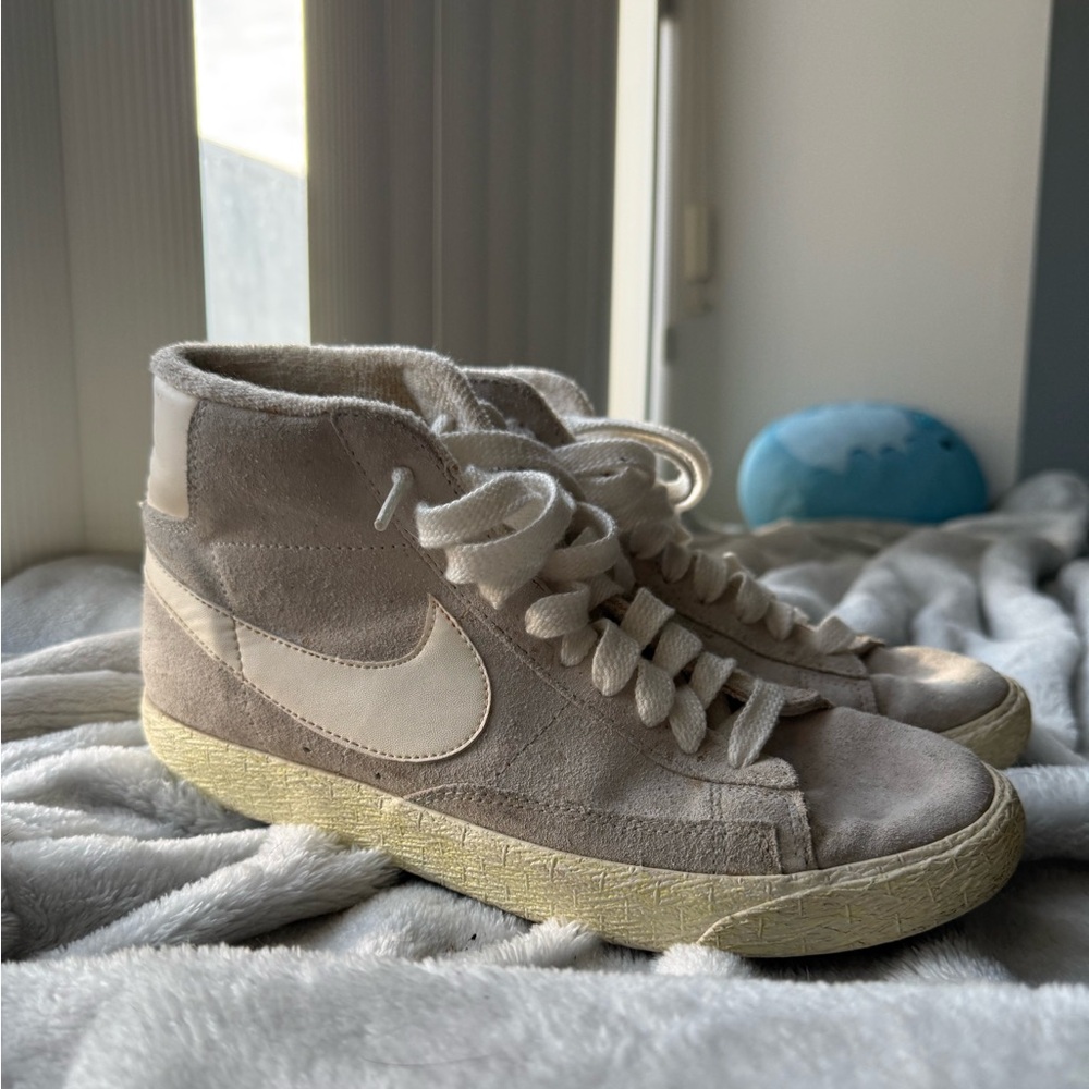 Nike Beige and Cream High-Top Sneakers